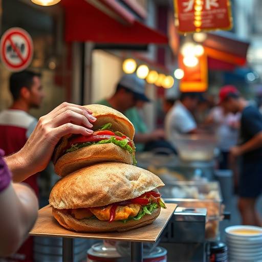 A photo of a vendor preparing a Gatsby sandwich